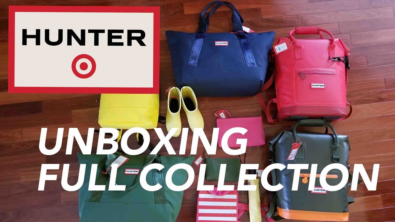 TARGET x HUNTER haul UNBOXING FULL REVIEW Complete SET Rainboots Jacket Backpack Cooler Tote Purse