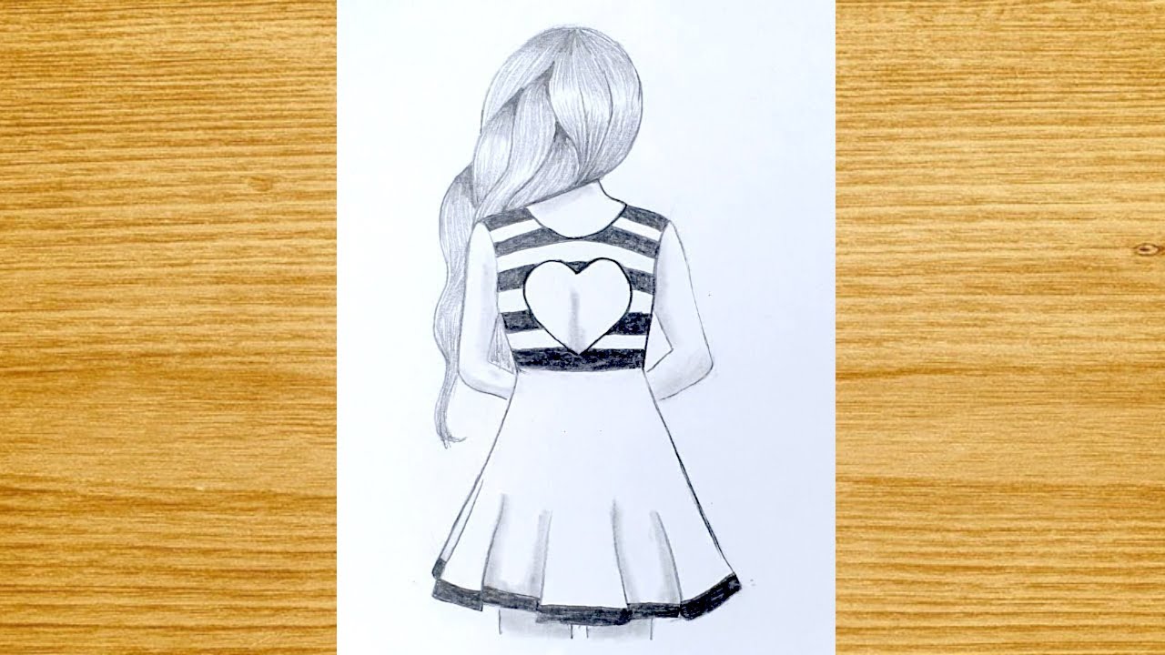 How to Draw a Cute Girl with a Love Heart for BEGINNERS  - Happy Drawings