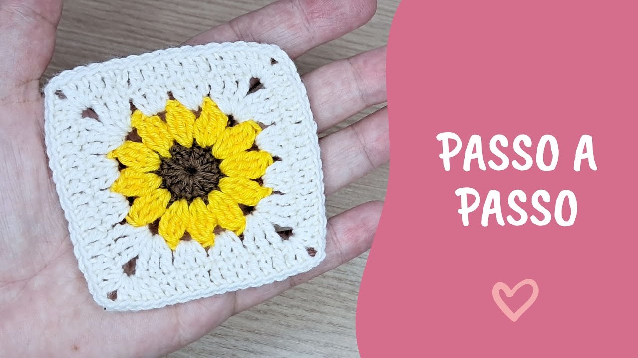 Como Fazer Square de girassol de Crochê Passo a Passo | #044