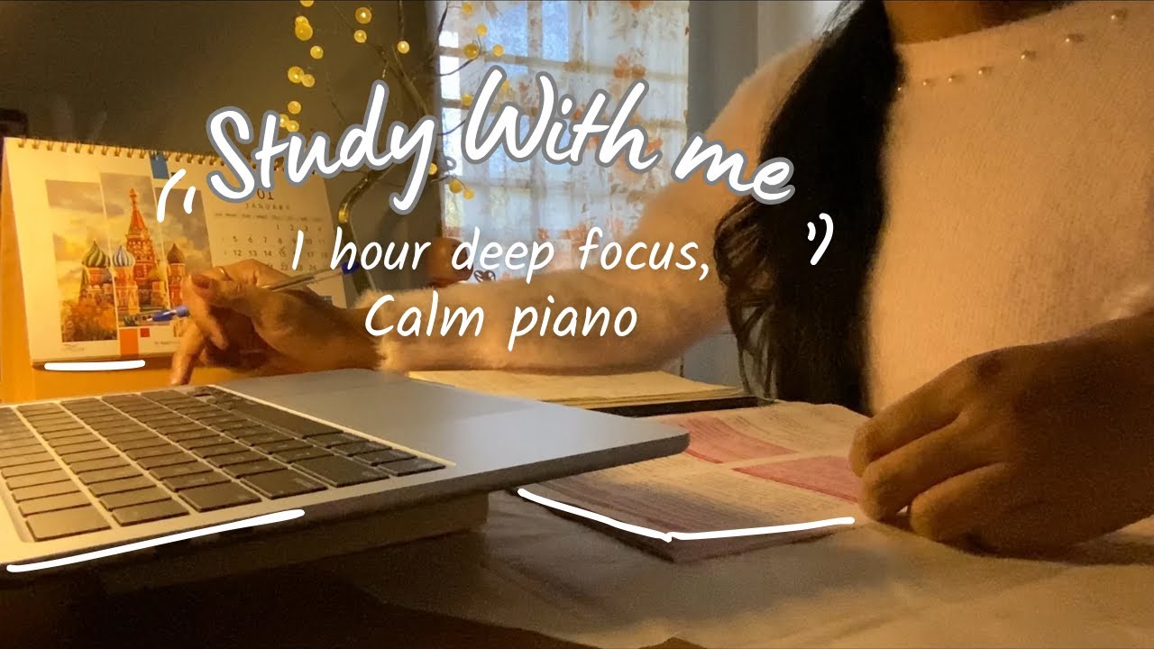 Study with me | 1 hour | Calm piano | Timer 📚⏱️🎧