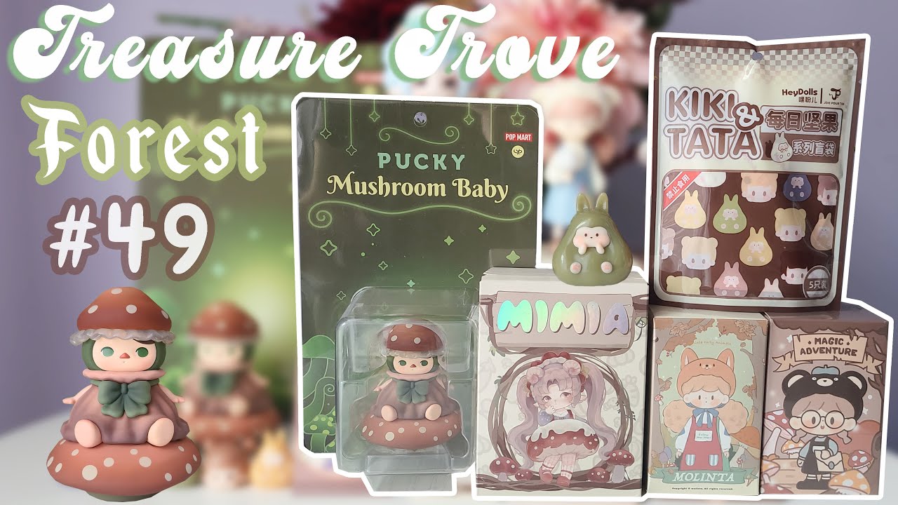 Treasure Trove #49 Forest Blind Box Unboxing ( Popmart, Finding Unicorn, HeyDolls, Mimia + Pucky)