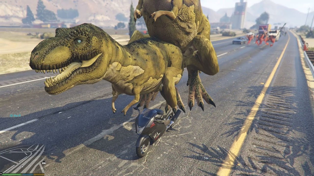 GTA 5 Mod - Khủng Long Bạo Ch&uacute;a T-Rex Xuất Hiện Trong GTA V