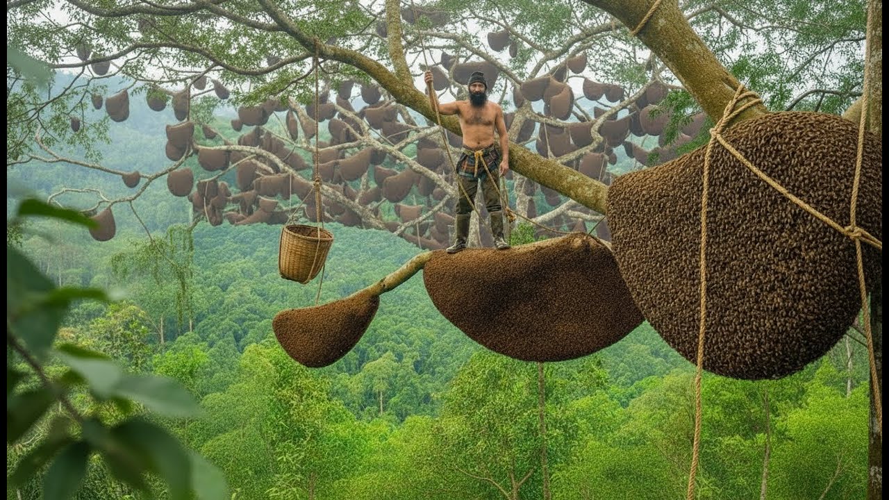 2026 Forest Honey Harvest — Lifting an Enormous Honey Gourd on a Perilous Climb