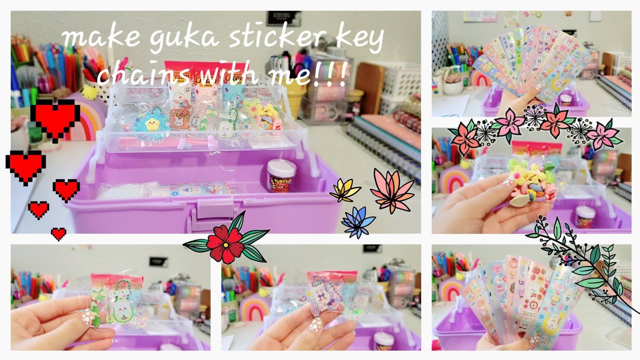 make guka sticker keychains with me!!! | asmr 🩷💙✨️😍