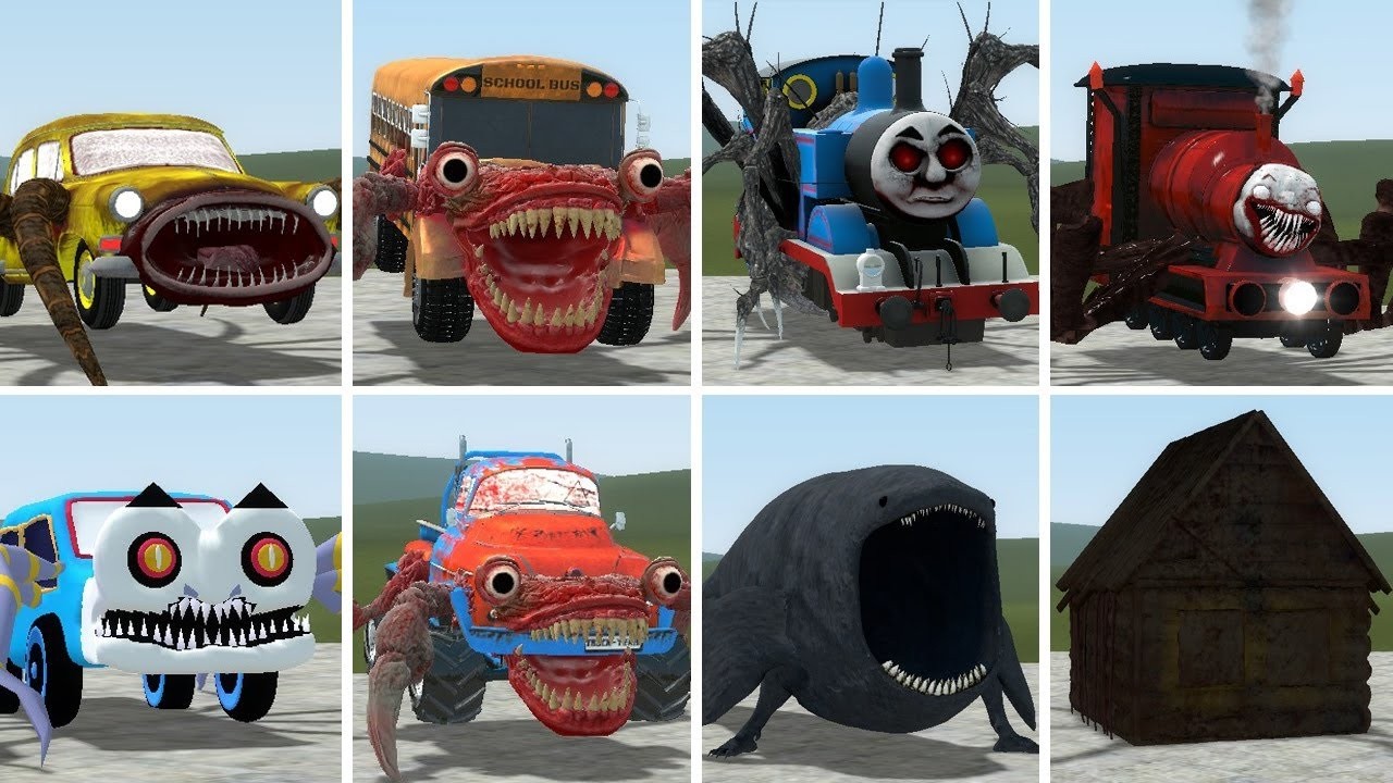 OLD AND NEW UPDATE: CAR EATER, THE BLOOP, BUS EATER BUILDING, TRAIN EATER, HOUSE HEAD IN GMOD !!