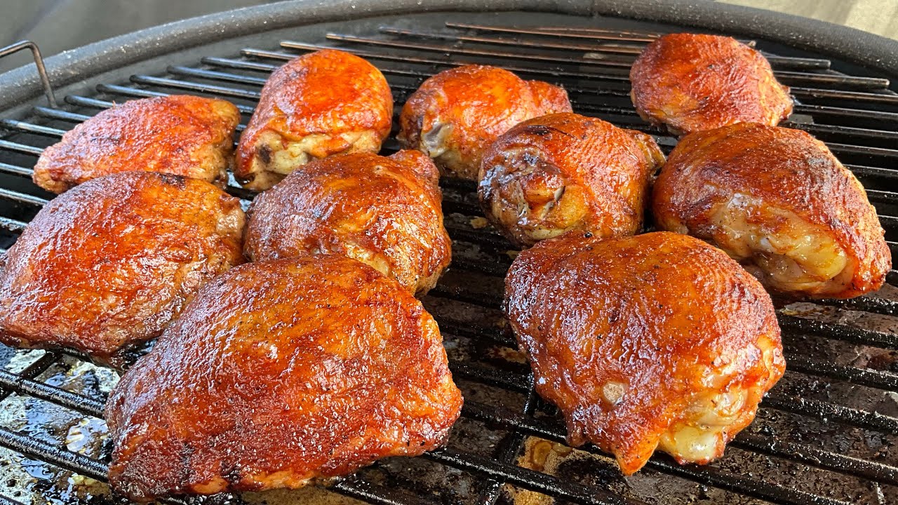 Chicken Thighs on the Louisiana Grills Kamado Ceramic Grill.