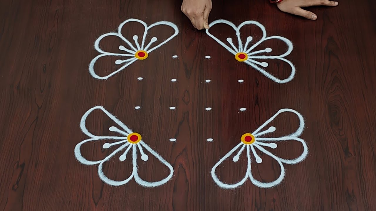 6×4dots easy rangoli|daily muggulu|thipkyanchi,festival rangoli|traditional rangoli#Rang kaa Rangoli