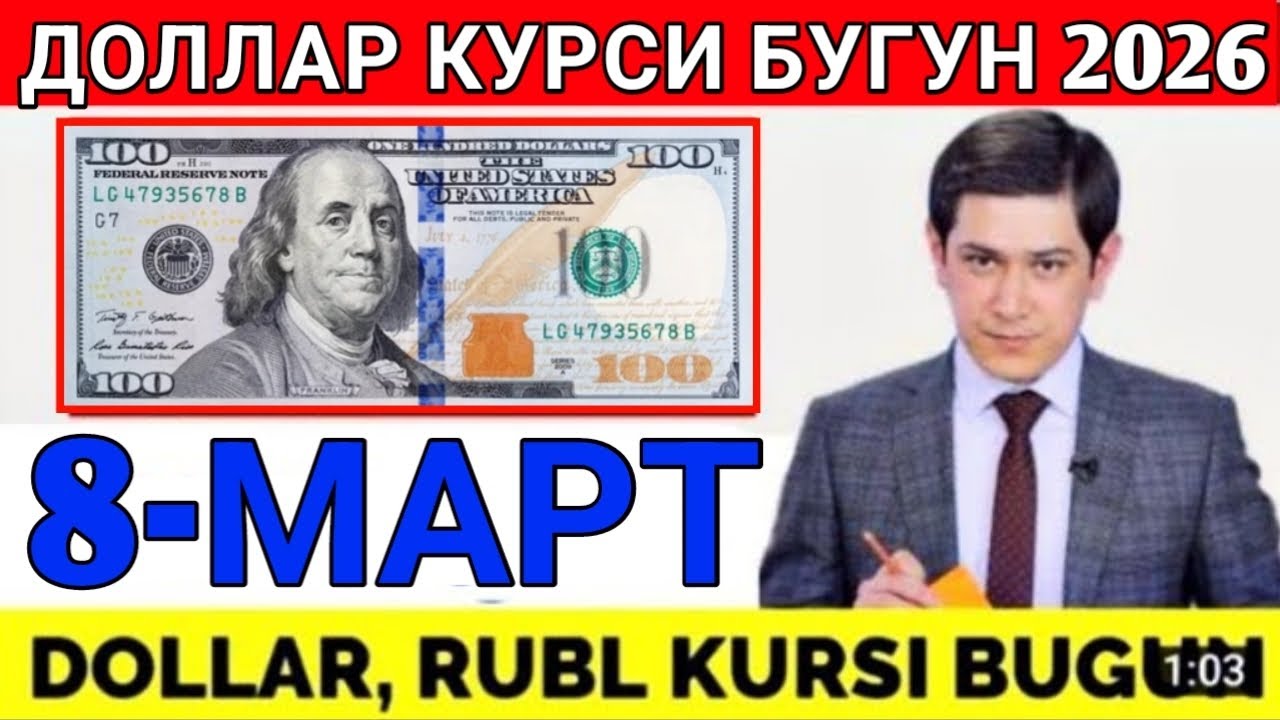 ДОЛЛАР КУРСИ БУГУН 8-МАРТ 2026