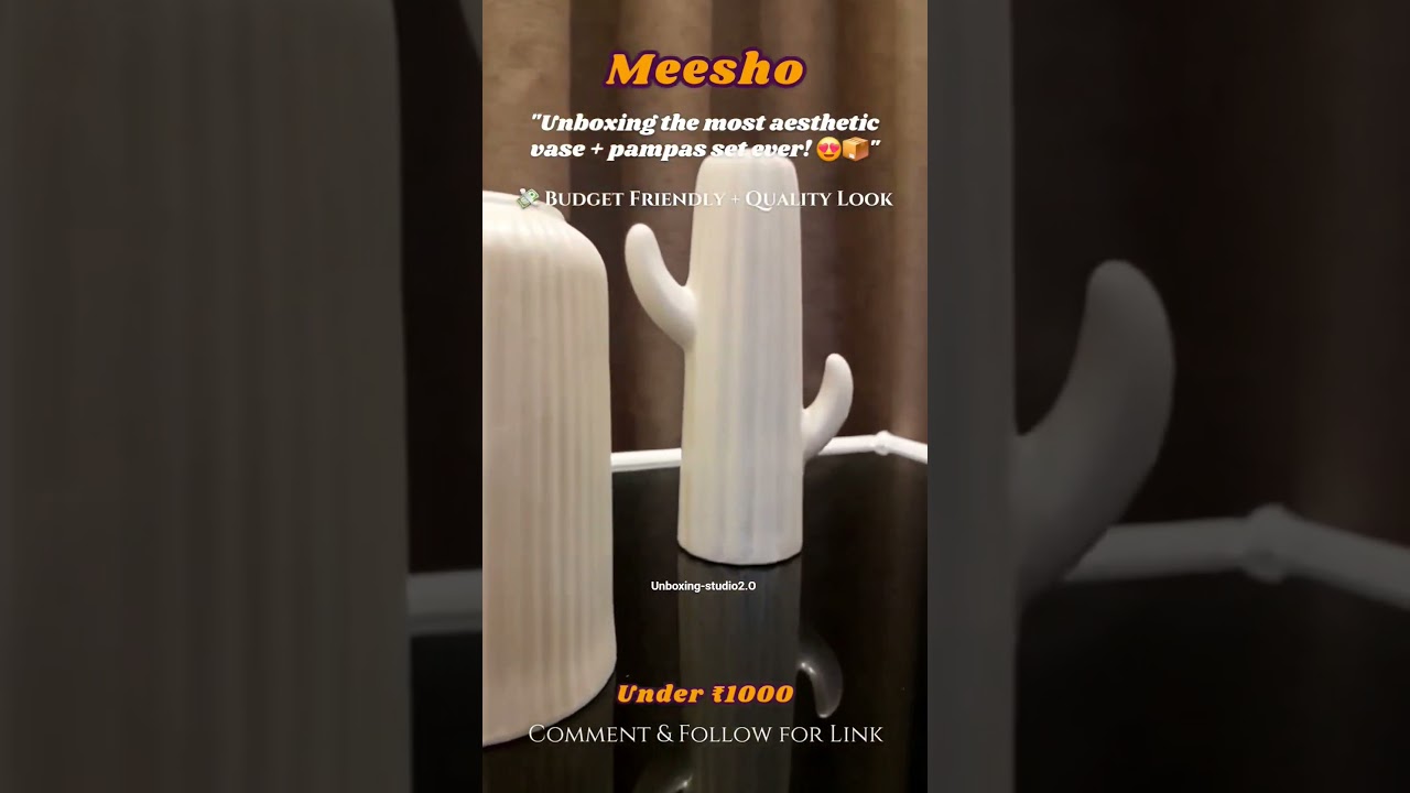 Elegant Budget Decor Combo – Ceramic Vase + Faux Pampas Grass Unboxing! 🌸✨ 