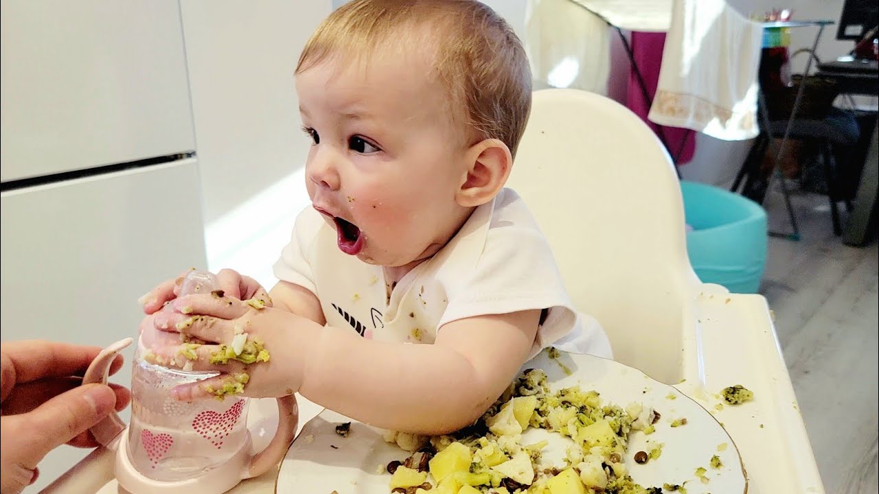 9 months old Sati eats Steamed Vegetables