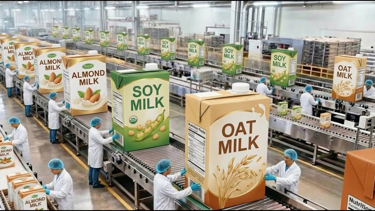 How Milk Is Made From Plants  | Inside Almond, Soy & Oat Milk Manufacturing Factory (Full Process)