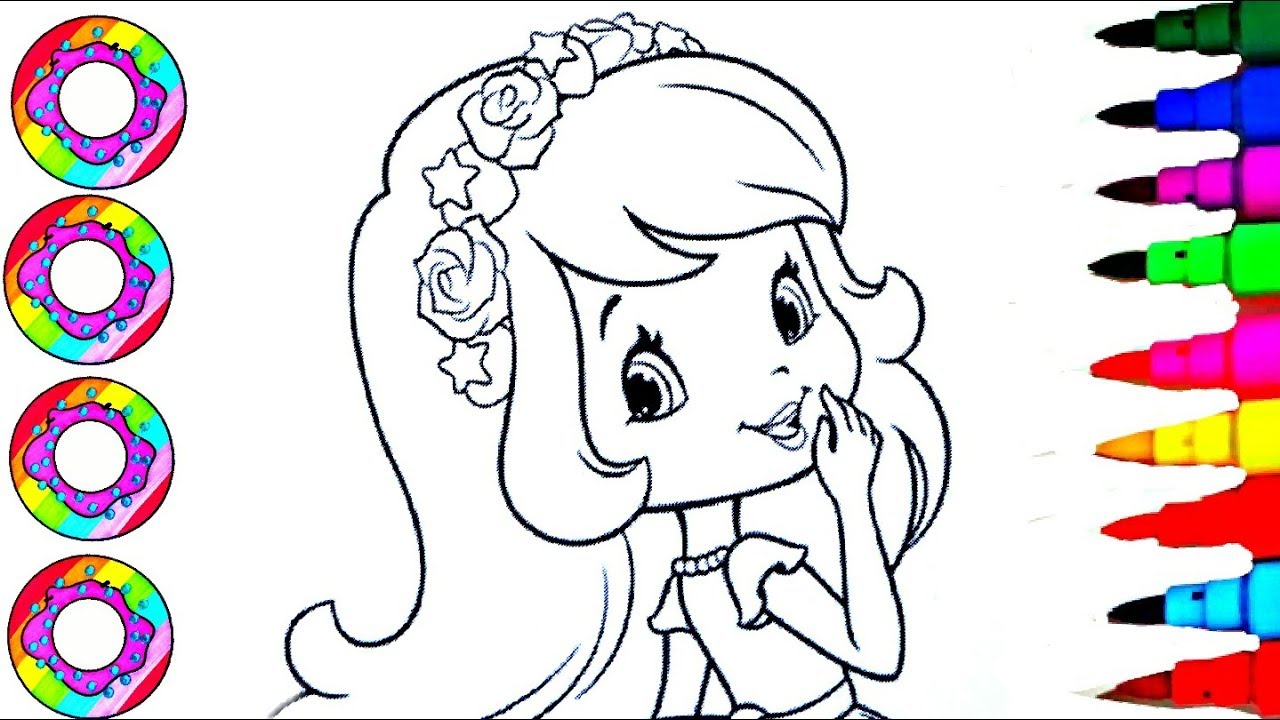 Colouring Drawings Strawberry Shortcake with Beautiful Barbie Hair Style Coloring Pages l DB