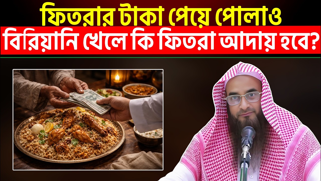 ফিতরার টাকা পেয়ে পোলাও বিরিয়ানি খেলে কি ফিতরা আদায় হবে? Sheikh Motiur Rahman Madani