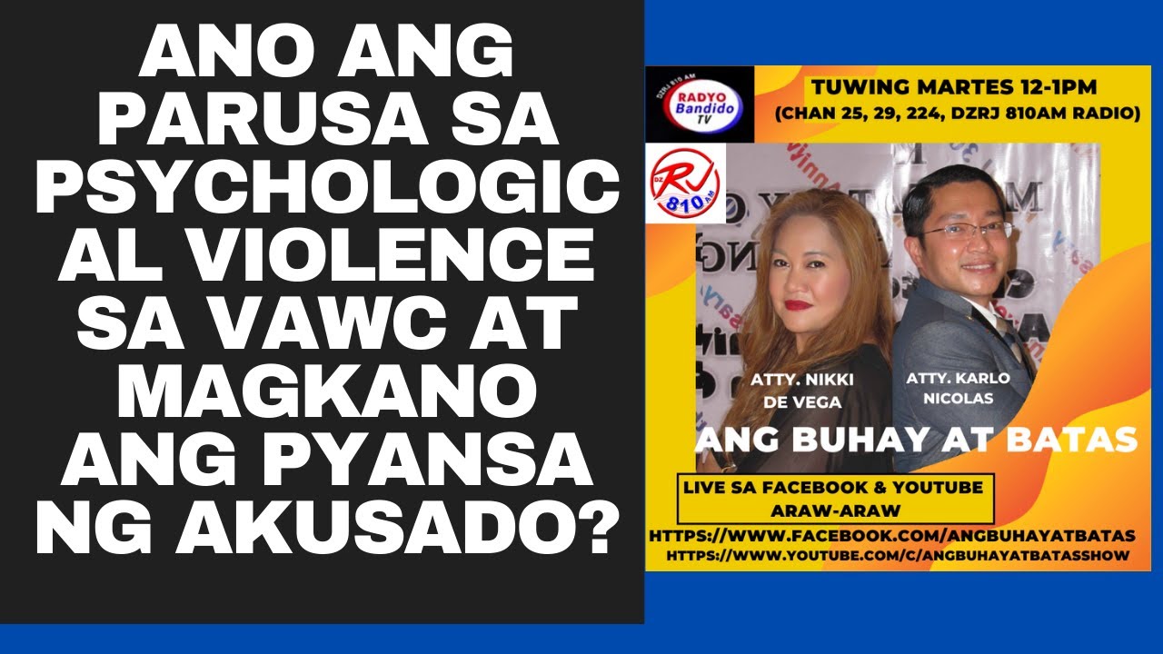 ANO ANG PARUSA SA PSYCHOLOGICAL VIOLENCE SA VAWC AT MAGKANO ANG PYANSA NG AKUSADO?