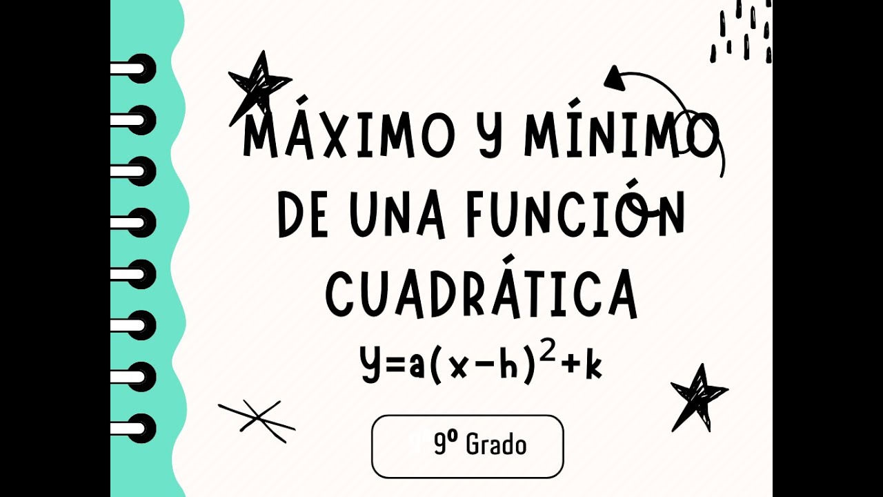 MÁXIMO Y MÍNIMO DE UNA FUNCIÓN CUADRÁTICA DE LA FORMA y=a(x-h)²+k DADO UN INTERVALO [9no grado]