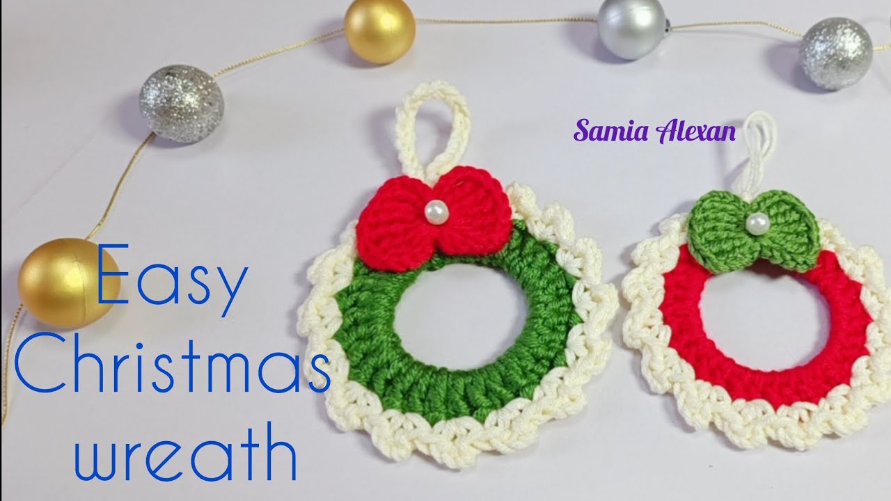 Crochet Christmas Wreath Ornaments!/ crochet Christmas wreath keychain/crochet Christmas decorations