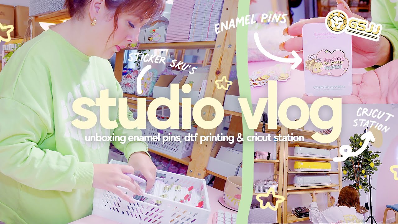 STUDIO VLOG 📦 Unboxing enamel Pins from GS-JJ & Investing in a new DTF printer!