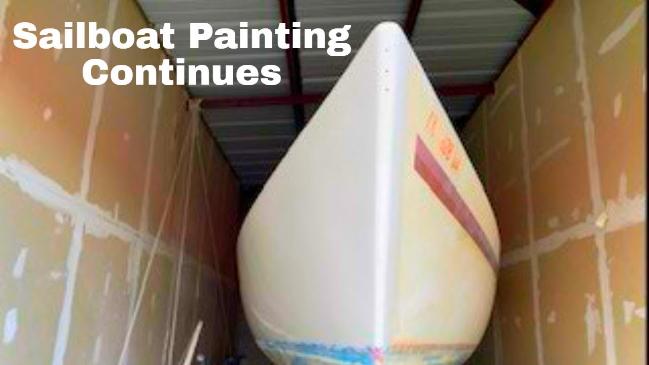 Sailboat Refit #14 Painting the boat sides with Alexseal.