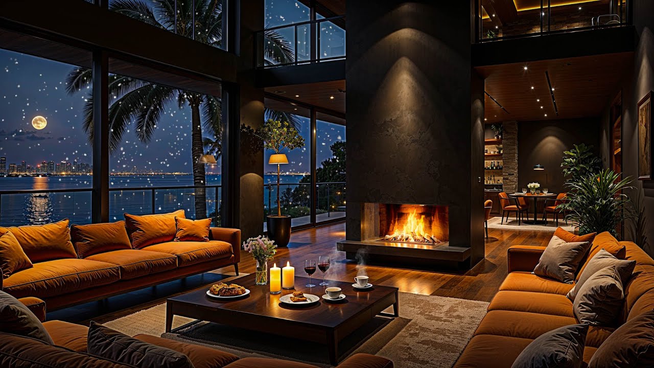 Jazz Music Cozy Winter Apartment 🔥 Piano & Fireplace Sounds for Focus & Sleep