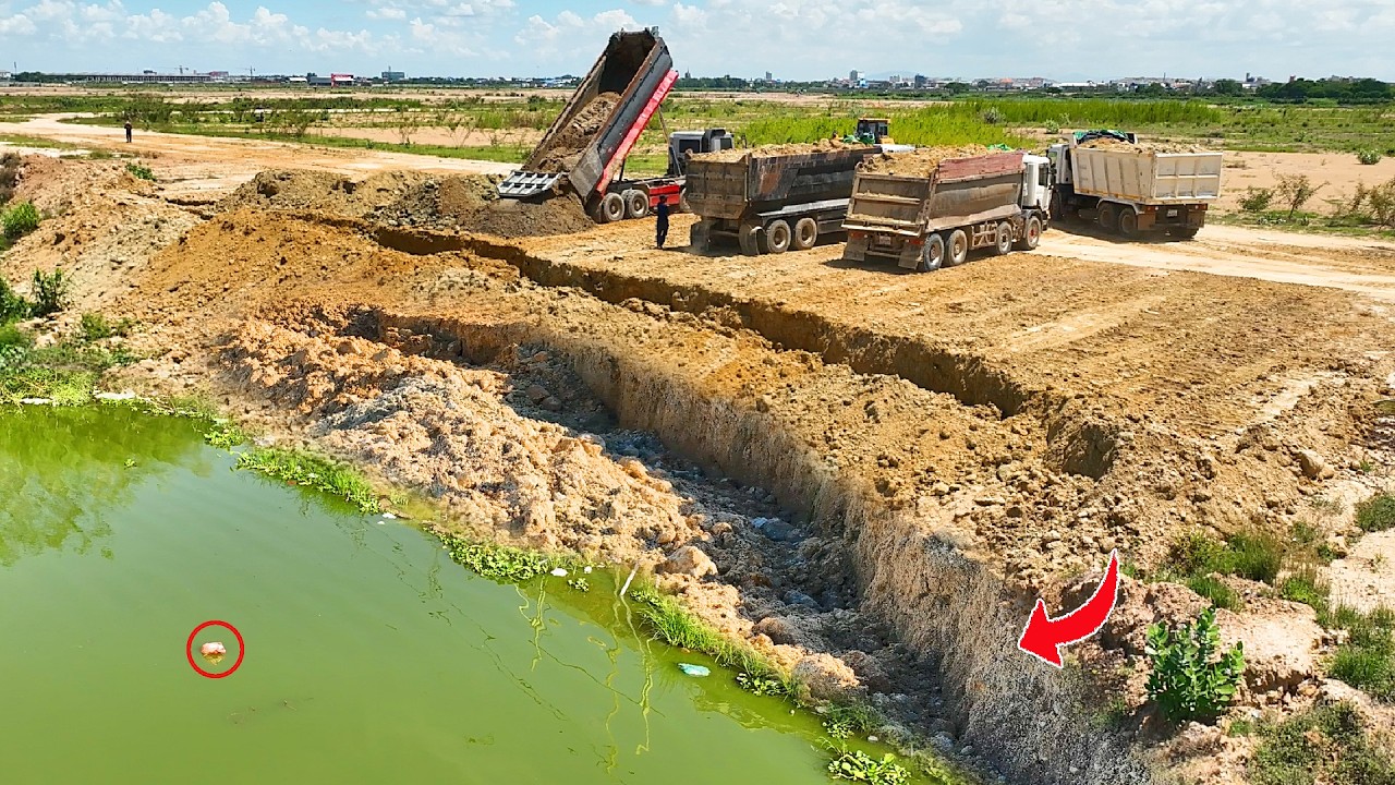 NEW!! Incredible Landslide Happened NEW Road Repair BY SHANTUI DH17C2 Pushing, Grading Truck Dumpin