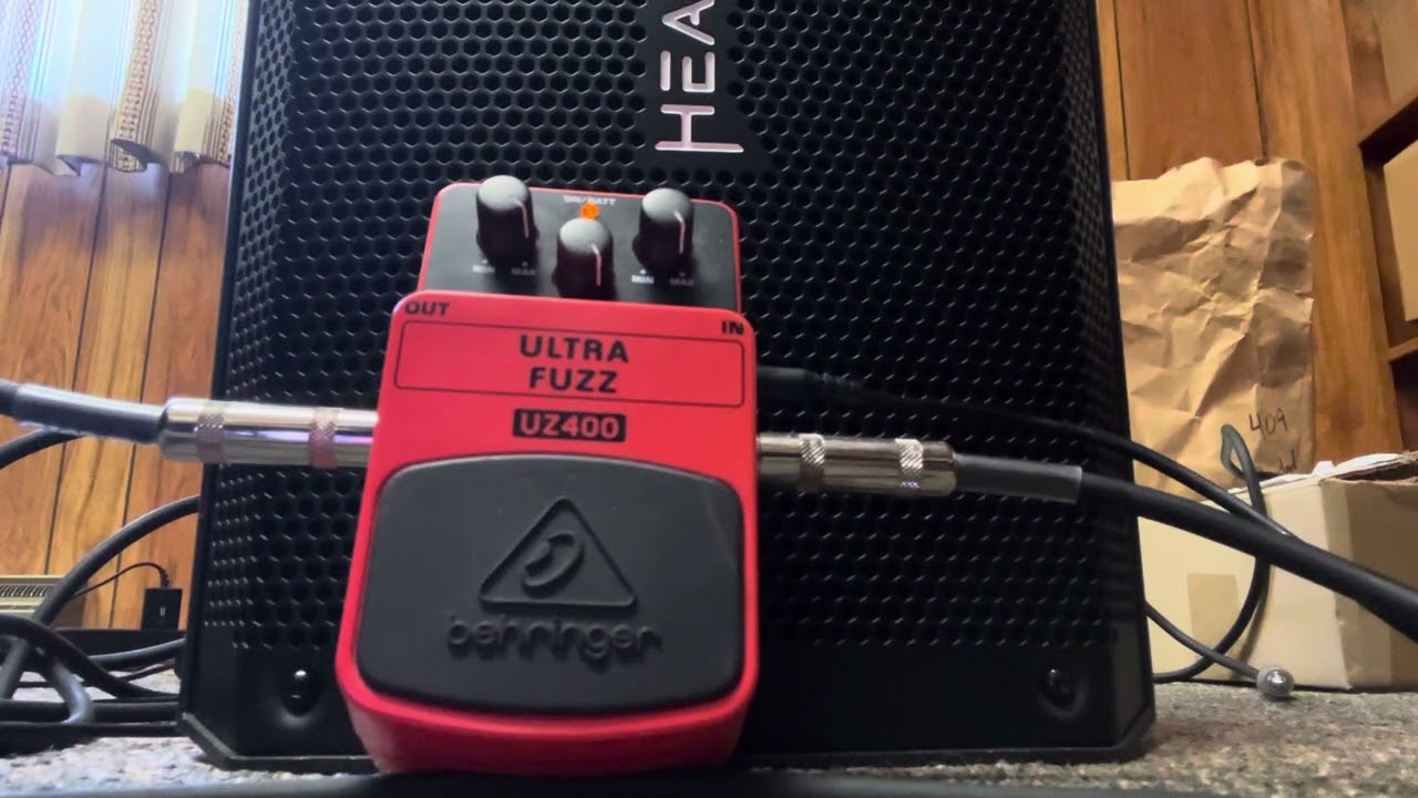 Behringer UZ400 Ultra Fuzz guitar pedal Schecter Omen Elite-7