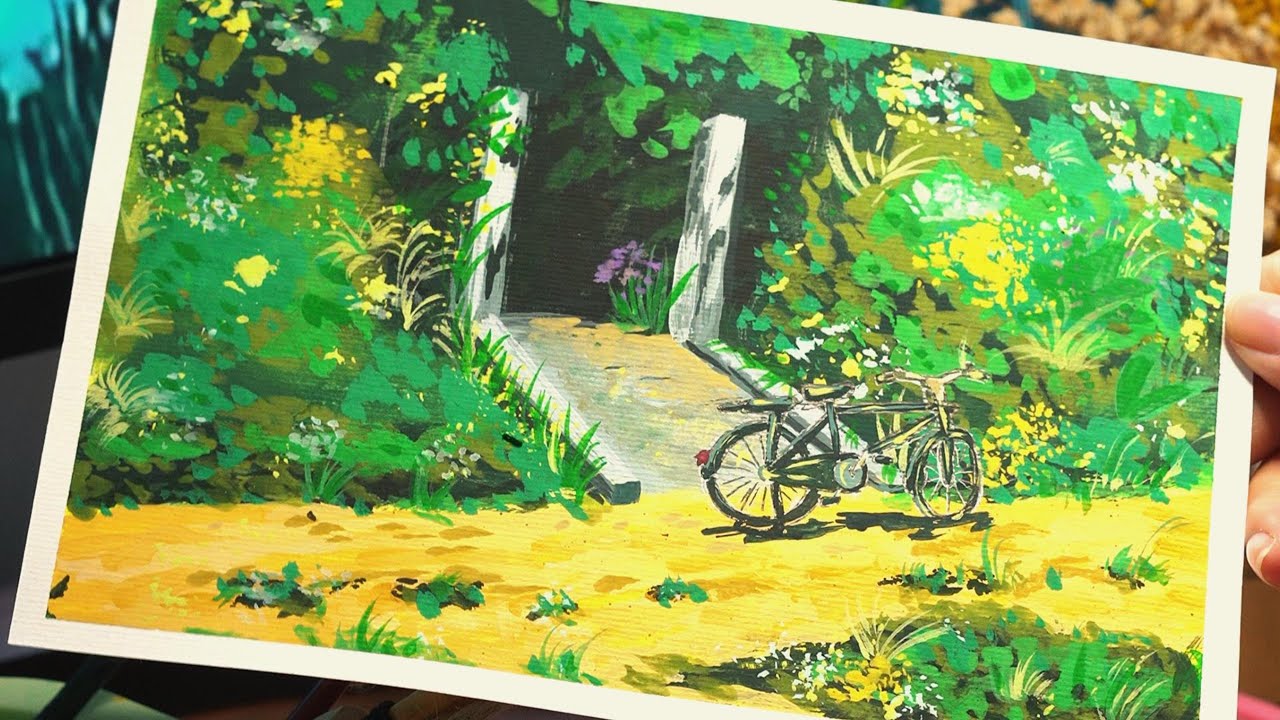 Painting Ghibli Studio Scene With Himi Gouache I Weekend at the Park 🍃