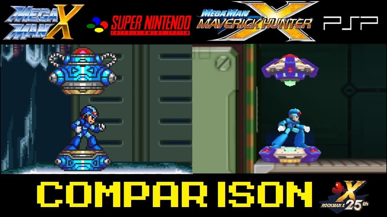 Mega Man X SNES vs Mega Man Maverick Hunter X PSP: 25th Anniversary  version difference comparison