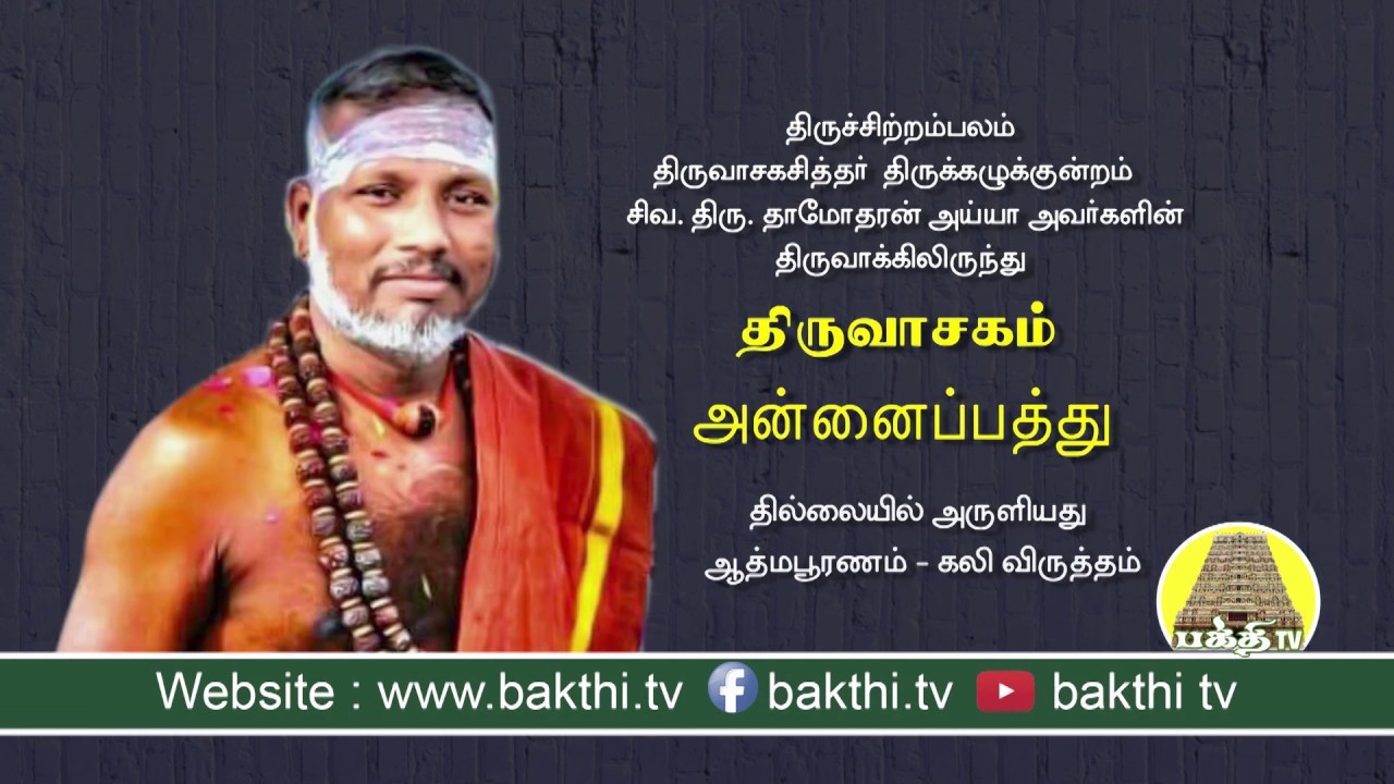 Annaipathu _ Thiruvasagam | திருவாசகம் - அன்னைப்பத்து | Siva.DamodharanIyya | Bakthi TV | Tamil