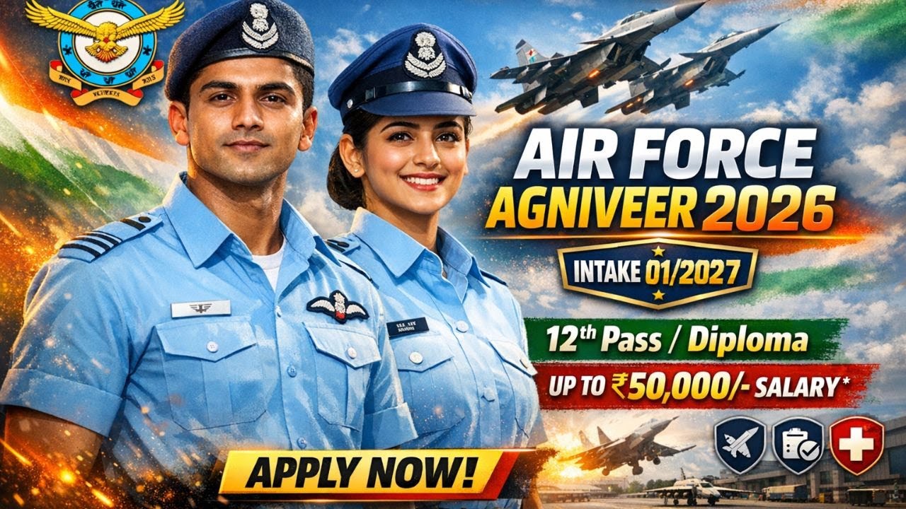 URGENT! Air Force Agniveer Bharti 2026 | 10+2 Pass | Apply Now 🇮🇳 #govtjobs