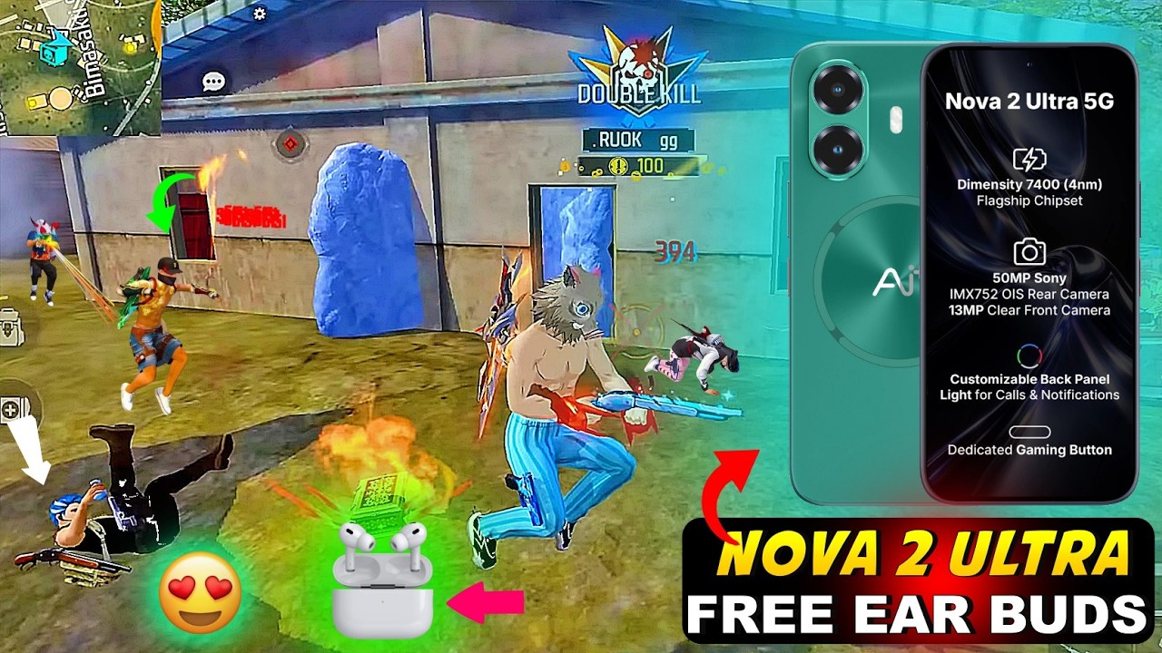 AI+ Nova 2 Ultra 5G Free Fire Test 😵 | AI+ Nova 2 Ultra 5G Gaming test ⚡ |  Nova 2 Ultra Review 😳