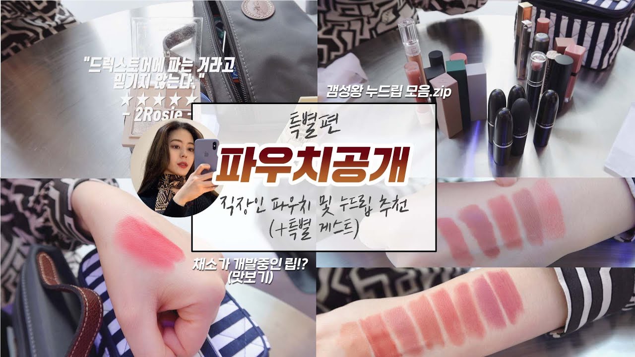 🎄파우치특별편﹅직장인브이로거 로지님 직장인 파우치&누드립 대공개 (+채소가 개발중인 립 맛보기!!)