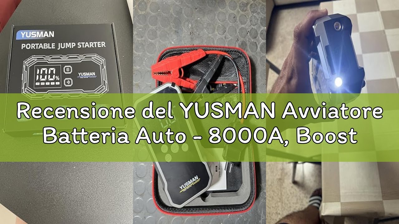 Recensione del YUSMAN Avviatore Batteria Auto - 8000A, Booster Avviatore Auto con Compressore 150PSI
