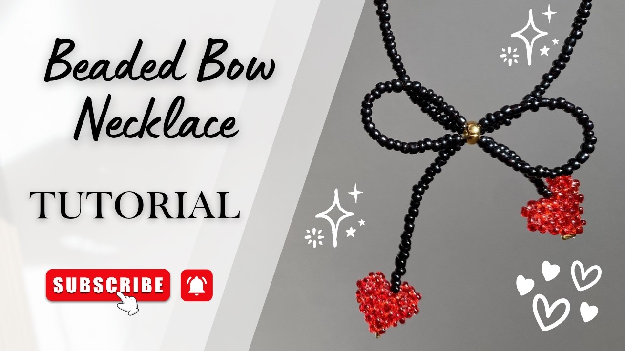 Beaded Bow Necklace with Hearts Tutorial
