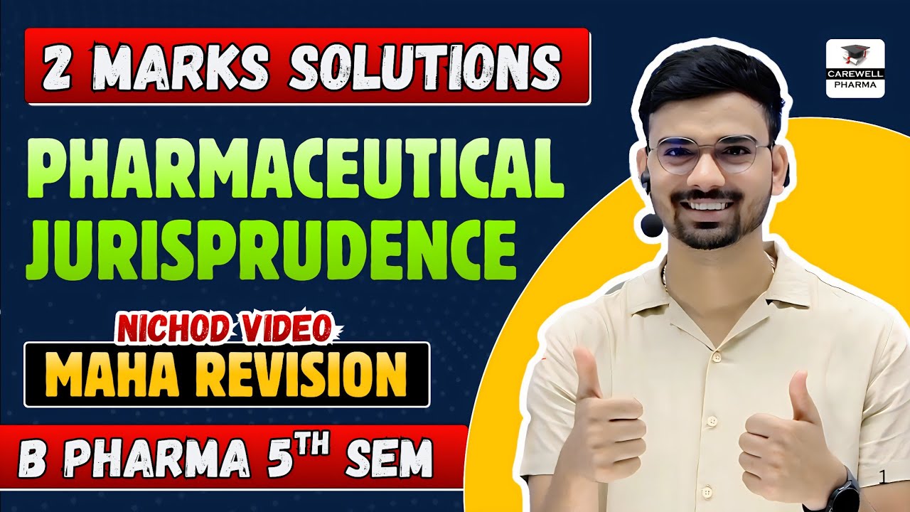 2 Marks Solutions | Pharmaceutical Jurisprudence 5th semester | Nichod Video | Carewell Pharma 