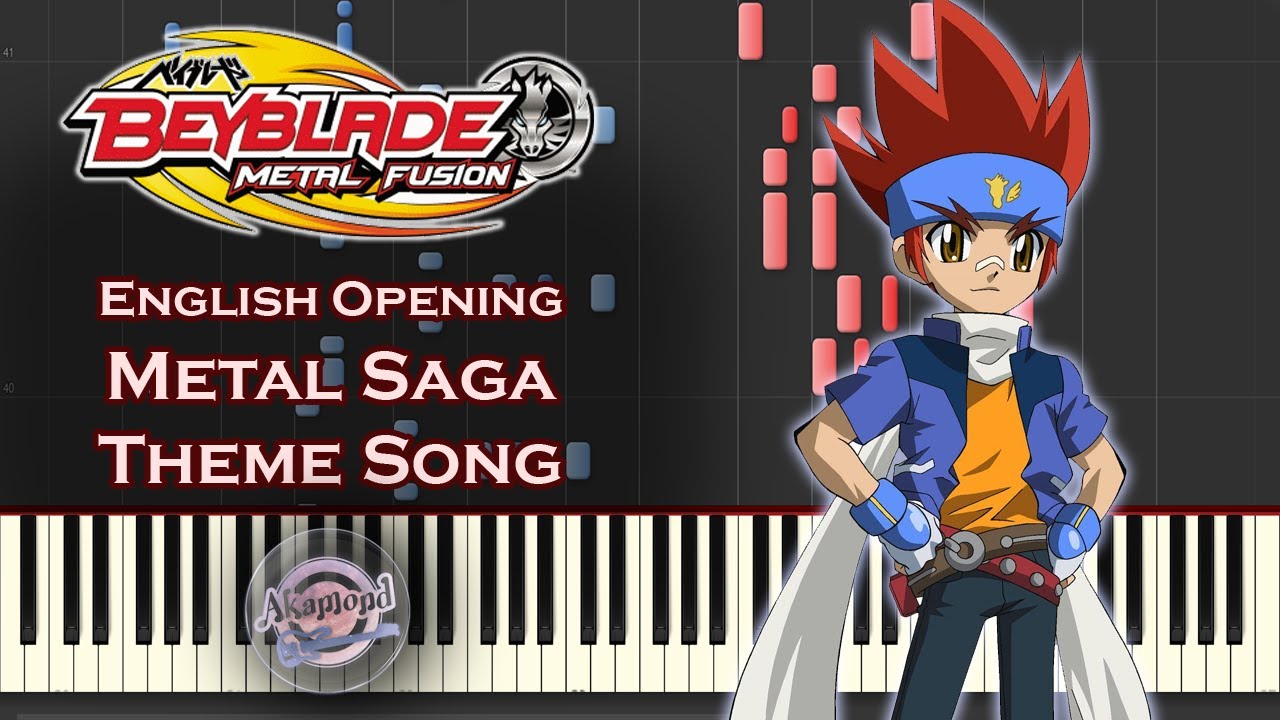 Beyblade Metal Fusion English Opening - Metal Saga Theme Song - Synthesia Piano Cover / Tutorial
