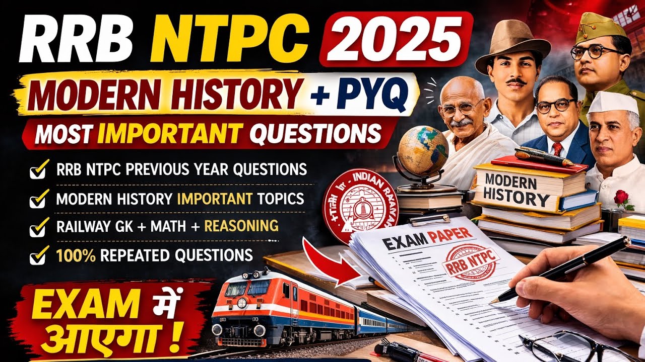 🚆 RRB NTPC 2025 | Modern History + PYQ Questions 🔥 | Railway Exam Most Important Questions