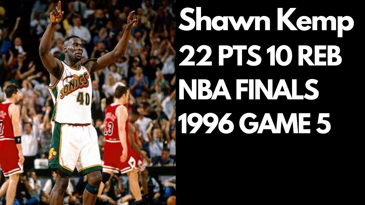 Shawn Kemp Highlights 22 Points 10 Reb NBA Finals 1996 Game 5 Chicago Bulls vs Sonics