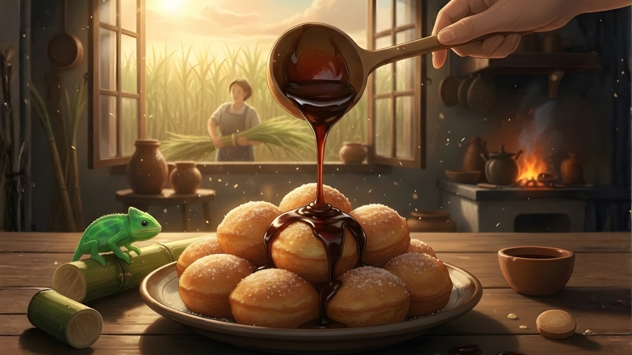 Sugarcane Harvest: Making Fritters with Molasses Syrup 🍯 ASMR Cooking