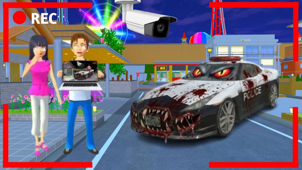 Yuta Mio Panik CCTV Merekam ANOMALI MONSTER MOBIL POLISI Menyerang Kota😱 | Sakura School Simulator 