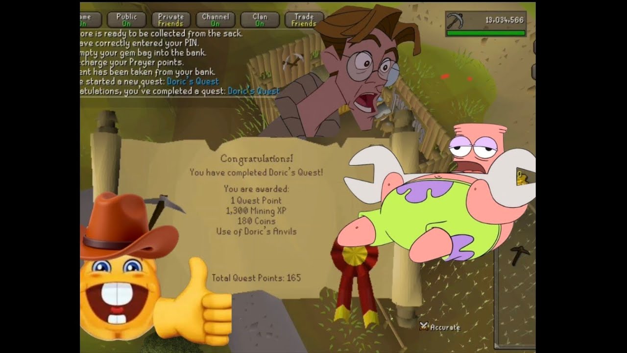 Getting 99 mining from Doric's Quest