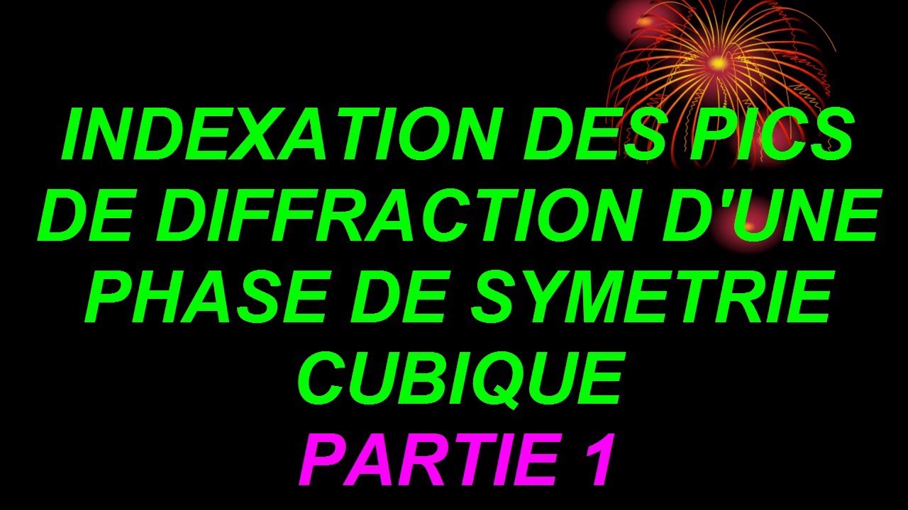 INDEXATION DES PICS DE DIFFRACTION D'UNE PHASE CUBIQUE - Professeur Abderrafi  BRITEL - PARTIE 1