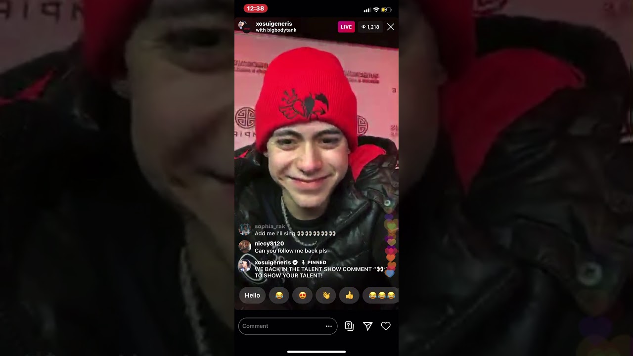 Suigeneris hosting a talent show in instagram live