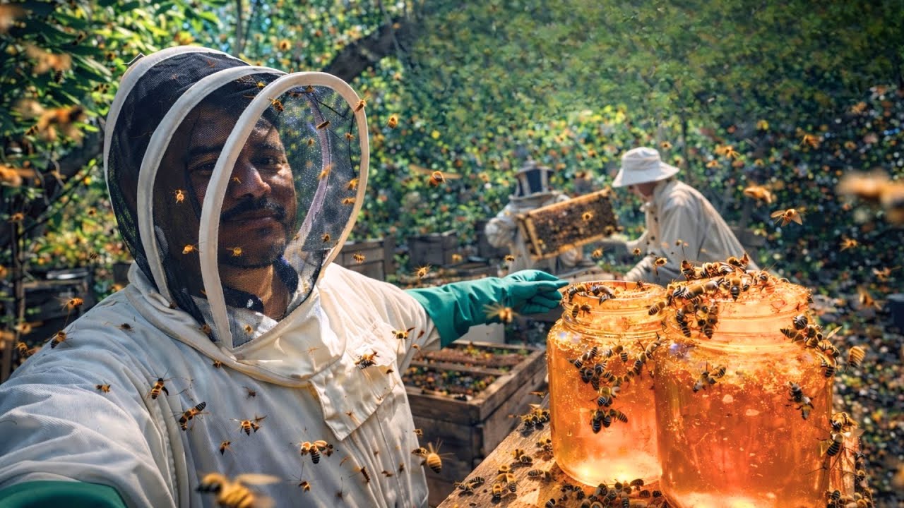 SACANDO MIEL DE ABEJA PURA en EL SALVADOR | Pureza y calidad