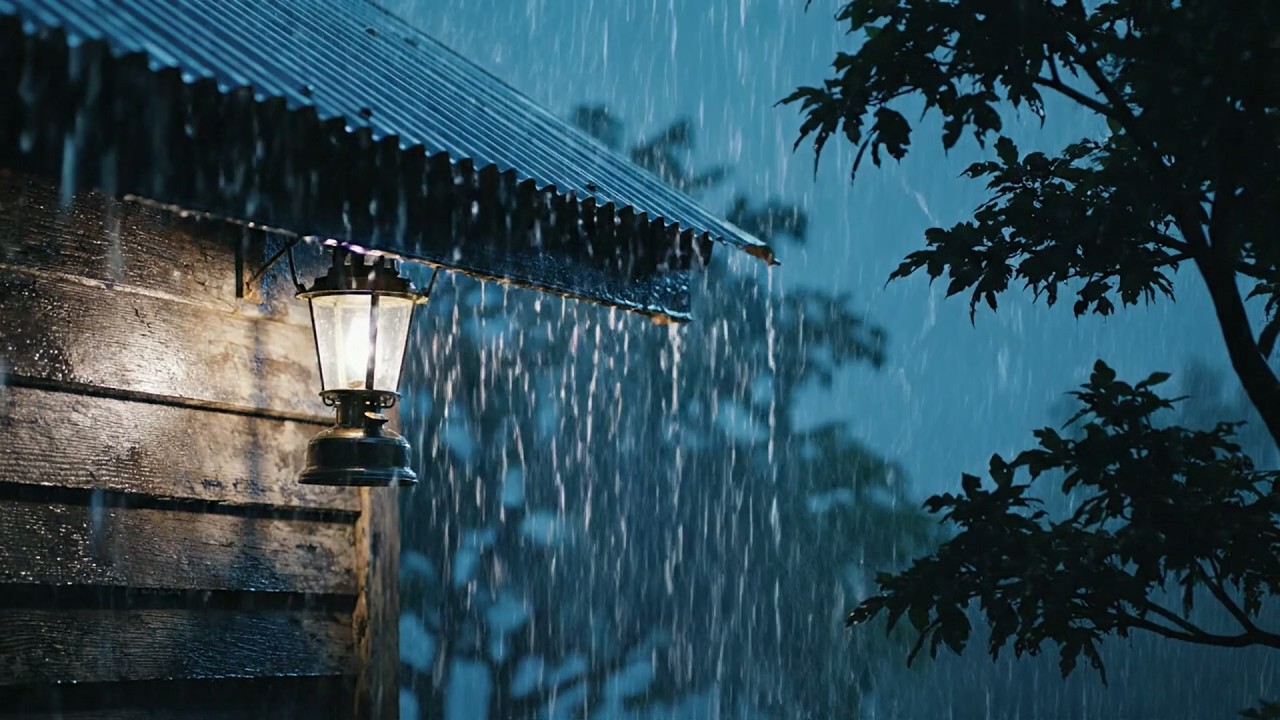 Sonidos de lluvia para dormir sin anuncios – ASMR Suave lluvia nocturna en el techo para alivio...