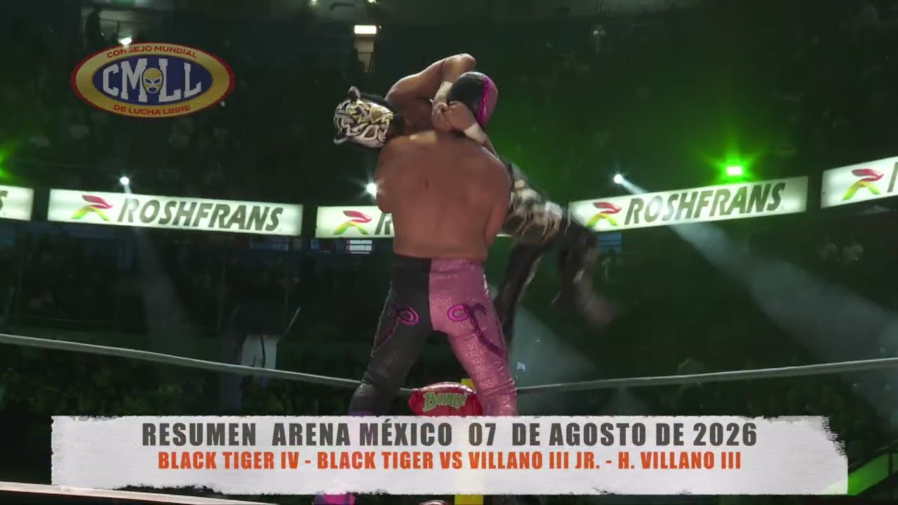 CMLL - BLACK TIGER IV - BLACK TIGER VS VILLANO III JR. - H. VILLANO III / ARENA M&Eacute;XICO / 07-08-26