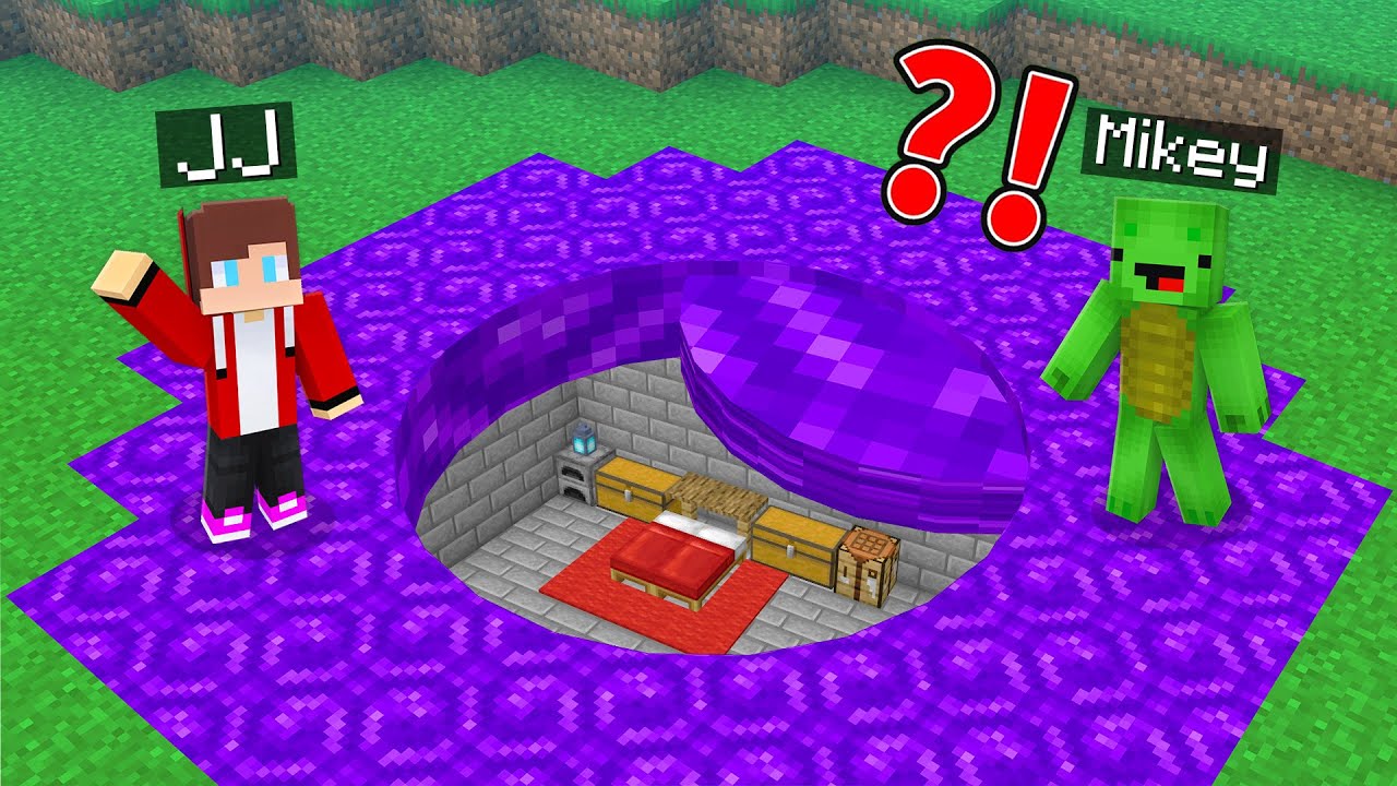 JJ and Mikey Found SECRET NETHER PORTAL ROUND BASE in Minecraft Maizen!