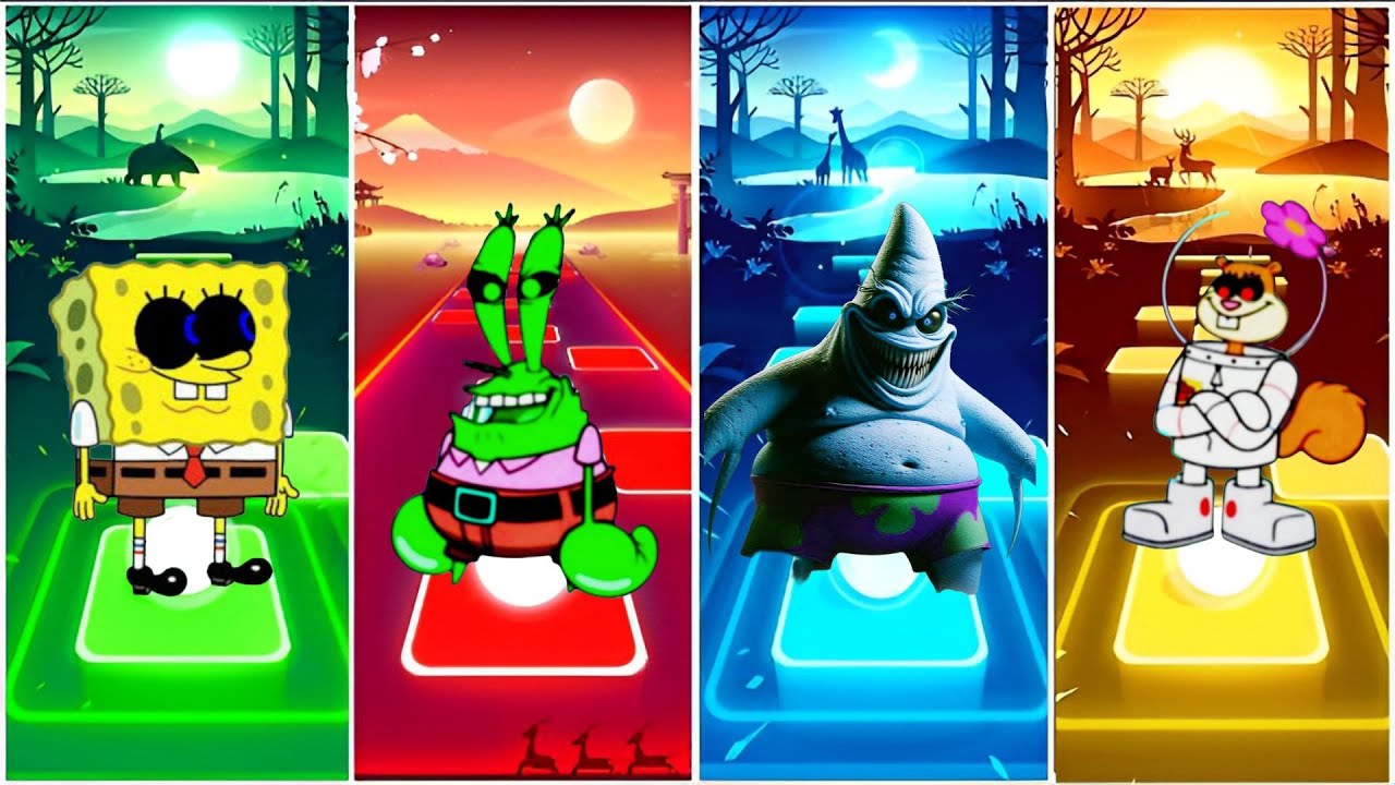 SPONGEBOB EXE VS MR KRABS EXE VS PATRICK STAR EXE VS SANDY CHEEKS EXE - TILES HOP