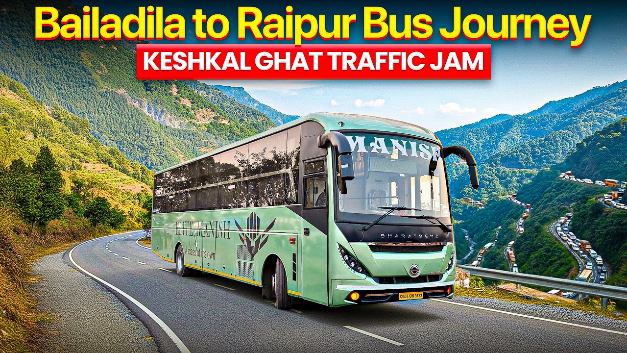 Bailadila to Raipur in Elite by Manish Travels | Keshkal Ghat Jam | Real Bus Journey Experience