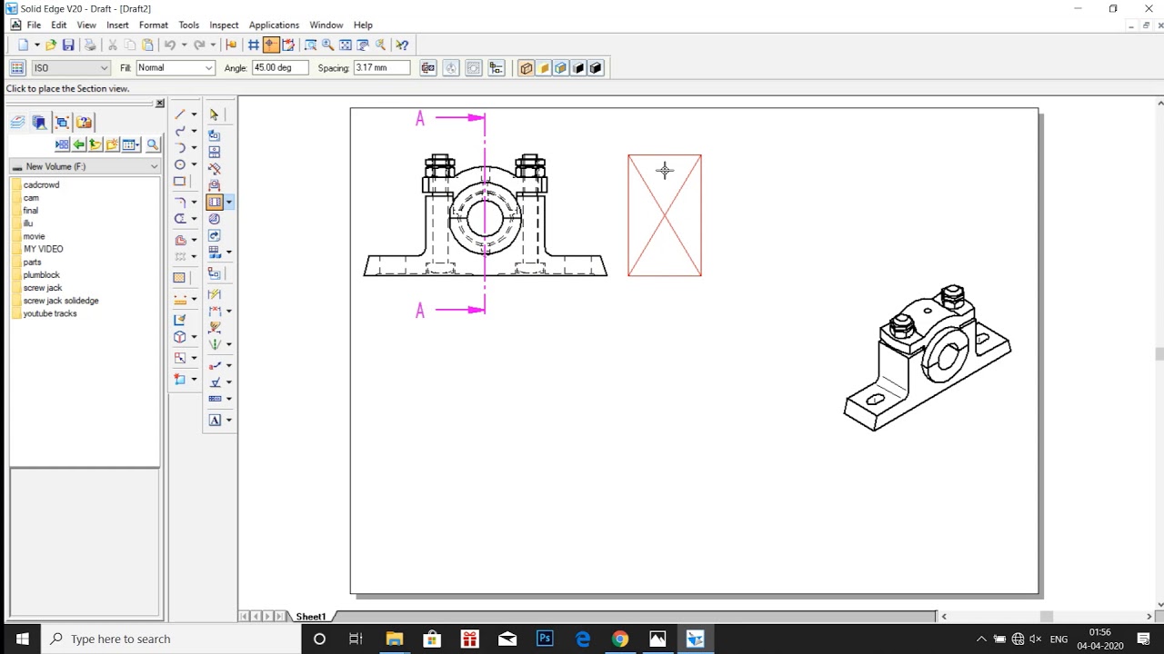 HOW TO DESIGN PLUMMER BLOCK USING SOLID EDGE: 3D TO 2D DRAWING