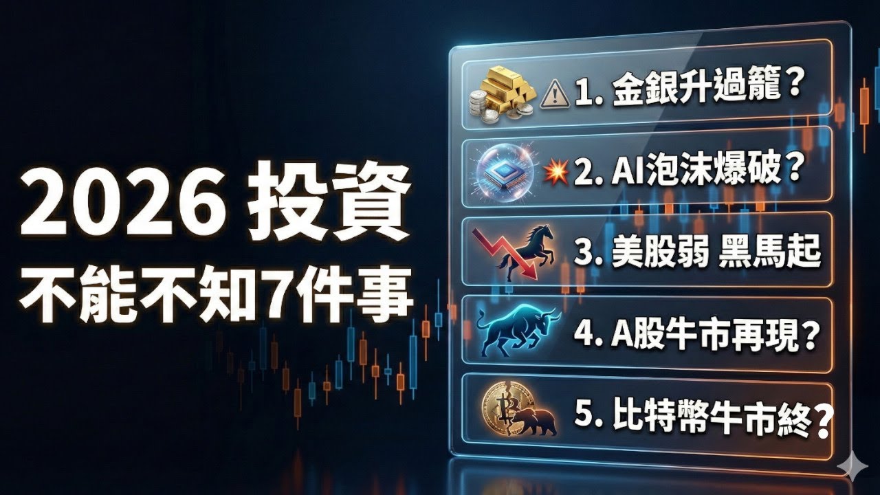 (Markets4you呈獻) 2026不能不知投資七件事：黃金白銀大升是危是機？AI現泡沫？減息放慢 牛市告終？